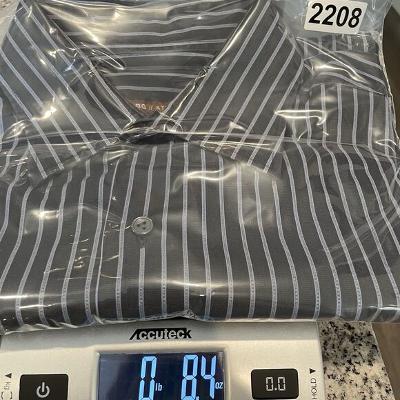 BCBG Attitude Blue Pinstripe Modern Fit Button Up-L - Picture 11 of 11